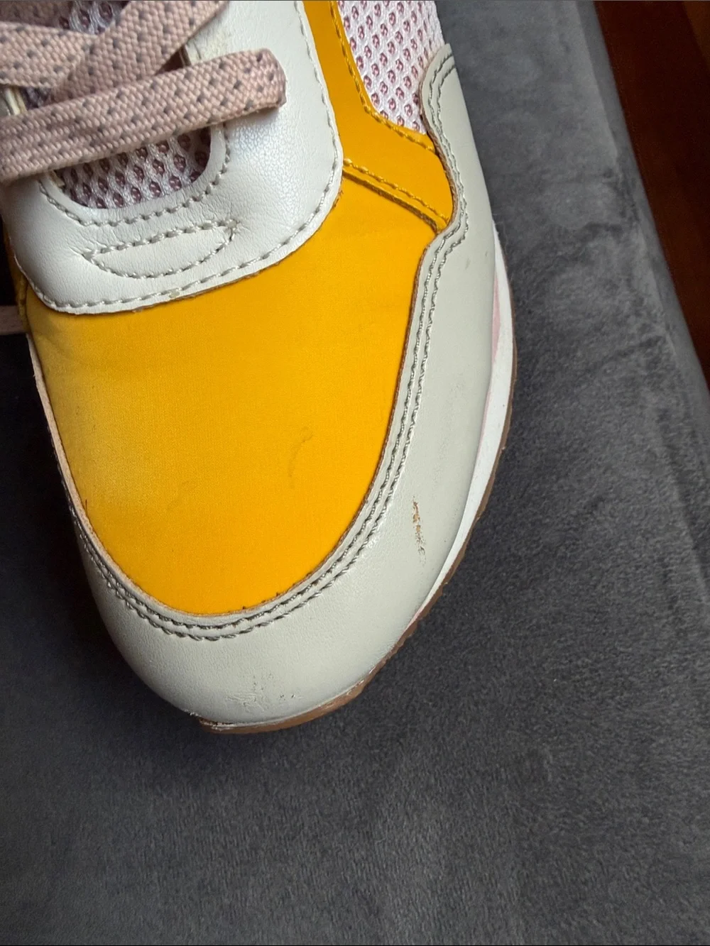 Michael Kors Yellow and Blush Pink Mixed-Media Sneakers 7.5